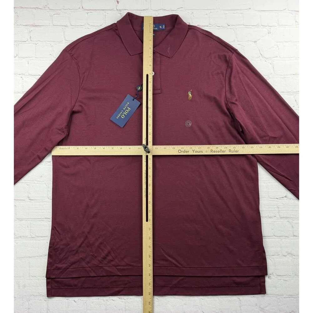 Polo Ralph Lauren Pima Soft Touch Polo Shirt Men's XL Burgundy Long Sleeve Pony